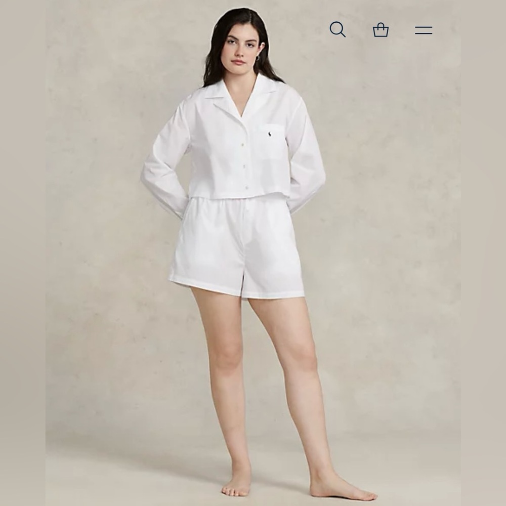 Polo Ralph Lauren Crop Top & Boxer Poplin Pajama Set